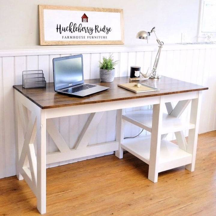 Make a Farmhouse Plywood X Office Desk
