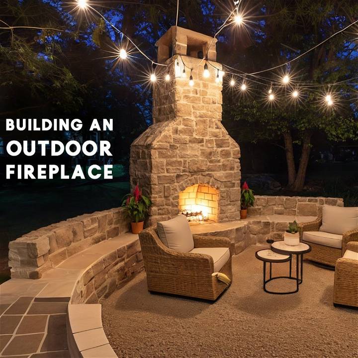 diy outdoor fireplace using bricks