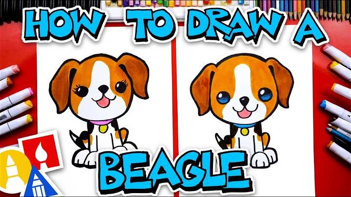 draw a cute beagle dog cartoon