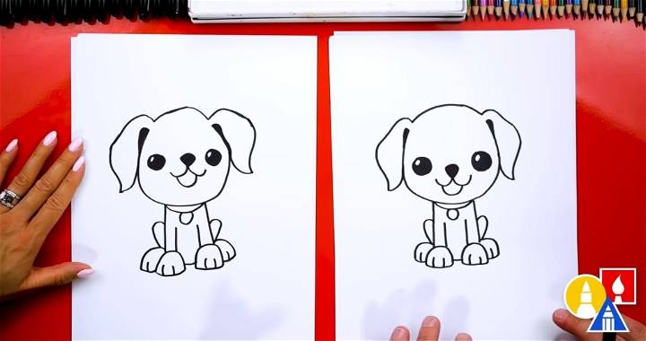 how to draw a cute beagle dog cartoon
