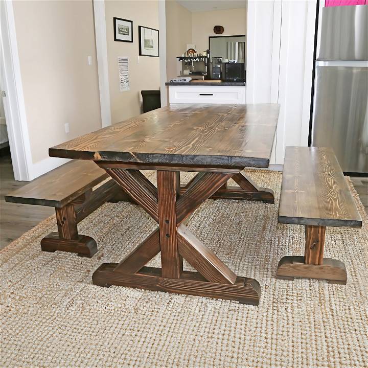 build a farmhouse dining table with benches