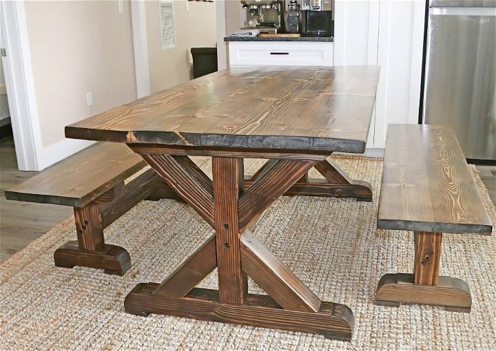 diy farmhouse dining table with benches