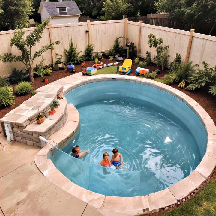diy swimming pool for kids in house background