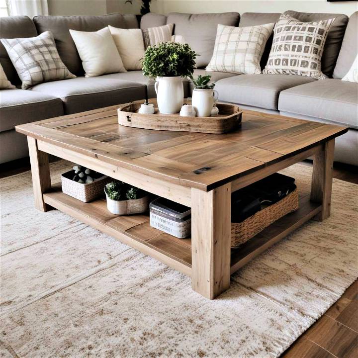 make a farmhouse coffee table with storage