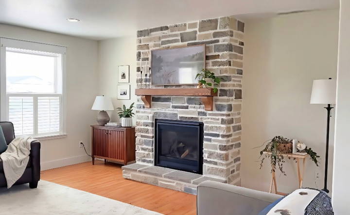 affordable diy stone fireplace