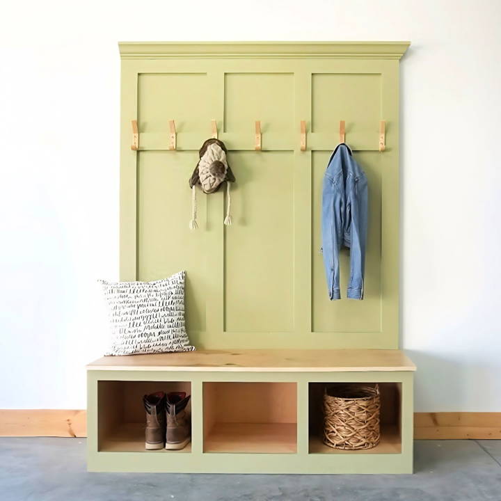 build a mudroom storage bench and hall tree