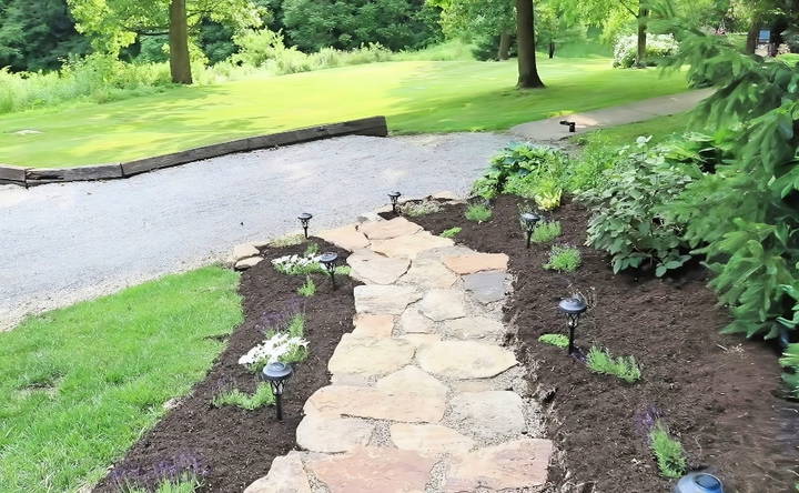 building stone steps on a slope