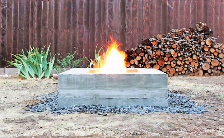 cheap diy outdoor concrete fire pit