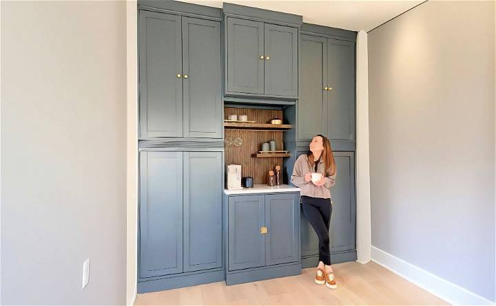 coffee nook built with ikea havsta cabinets