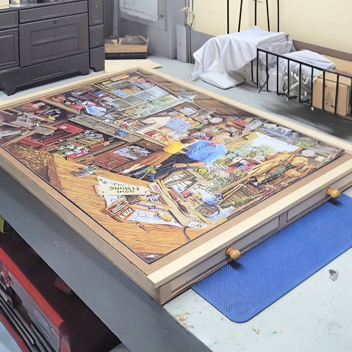 cool diy puzzle board with drawers