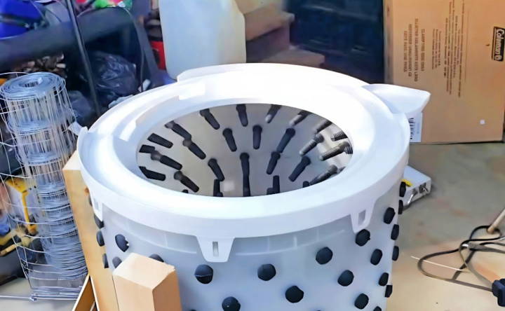 diy chicken plucker out of a washing machine