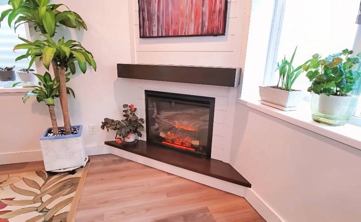 diy corner fireplace with storage mantel