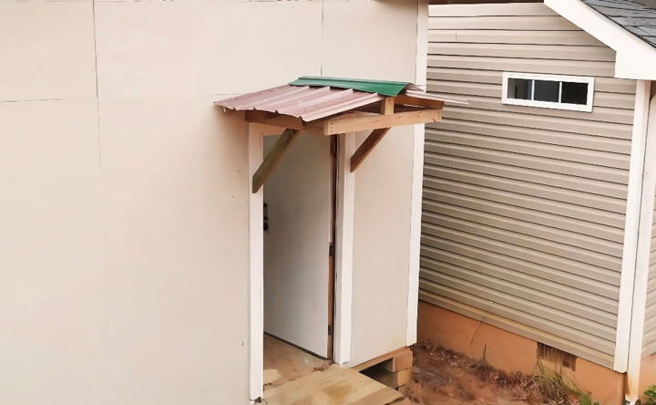 diy door awning for workshop backdoor