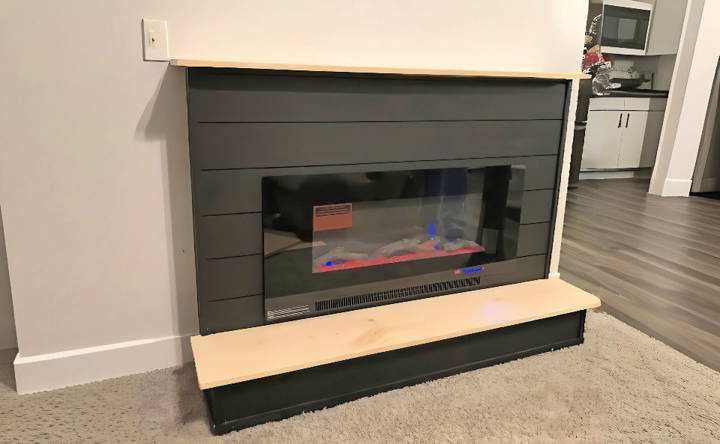 diy electric fireplace with a hearth