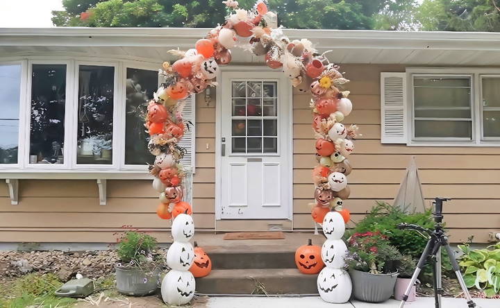 diy pumpkin arch for the front door