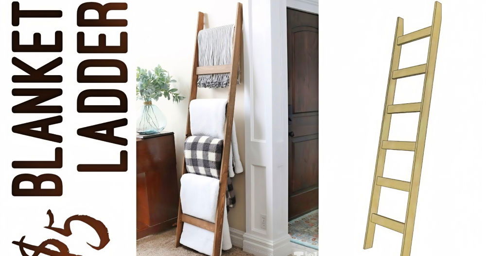 diy wooden blanket ladder