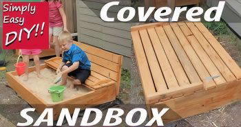 diy wooden sandbox with cover