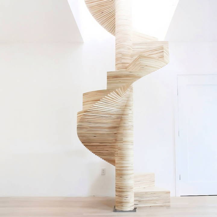 free plywood spiral staircase woodworking plan