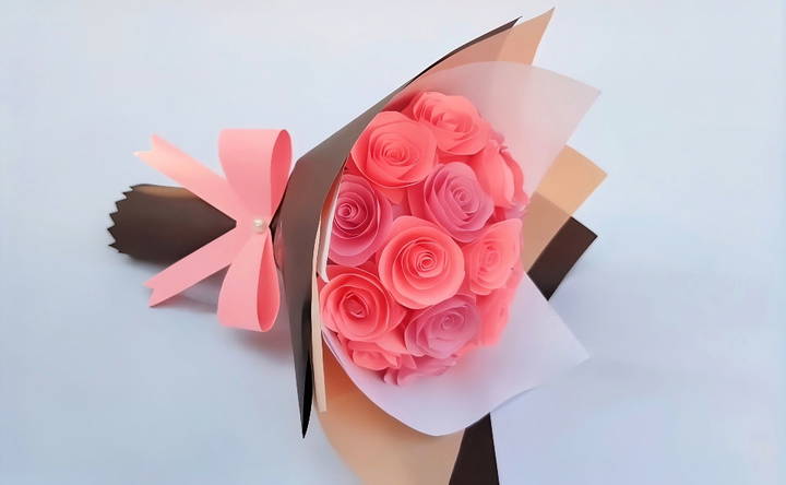 handmade flower bouquet with paper