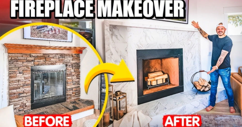 Before and After DIY Fireplace Makeover