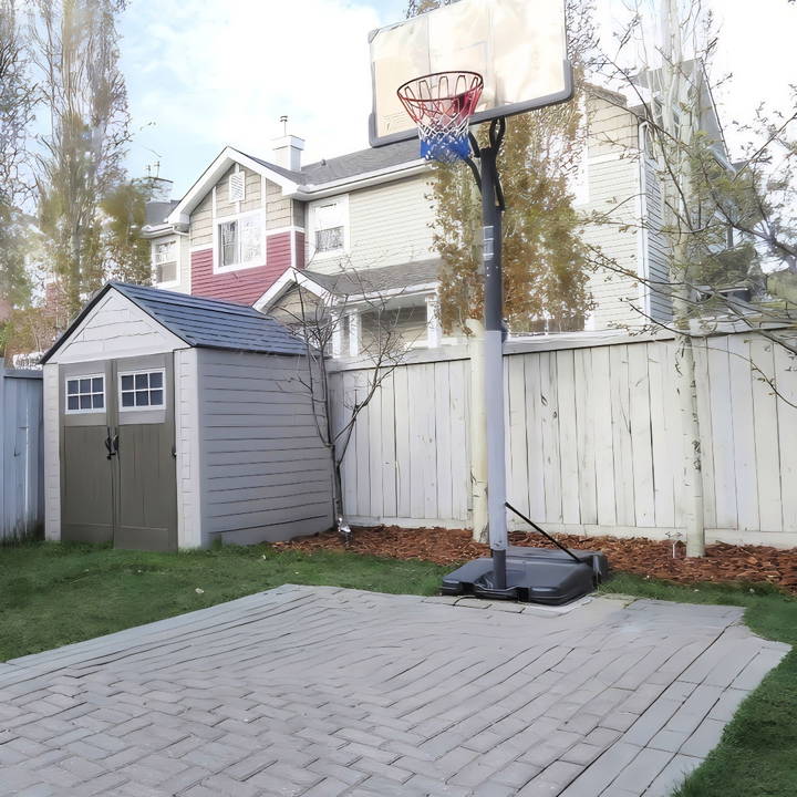 homemade small backyard basketball court