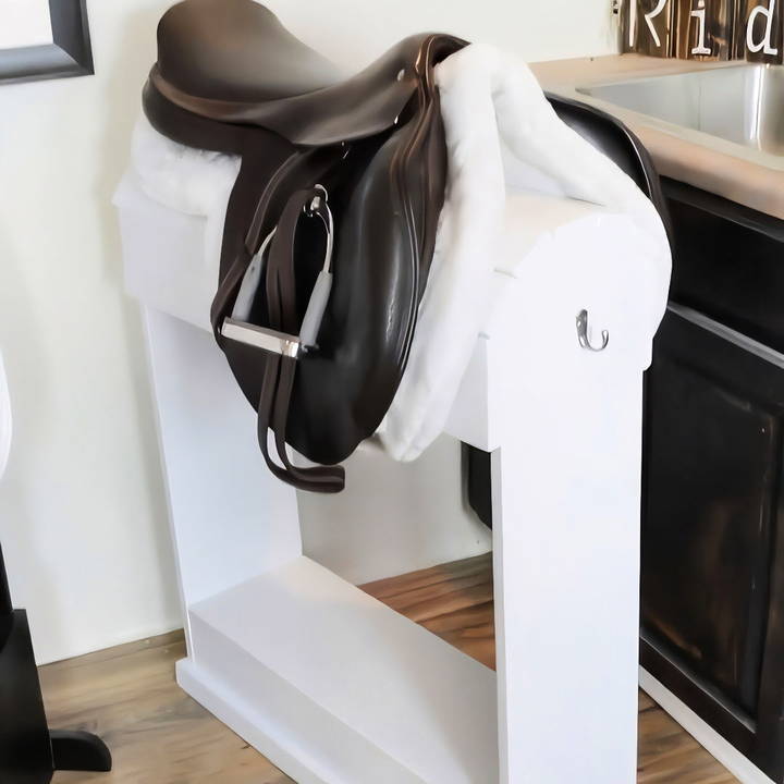 homemade wooden saddle rack