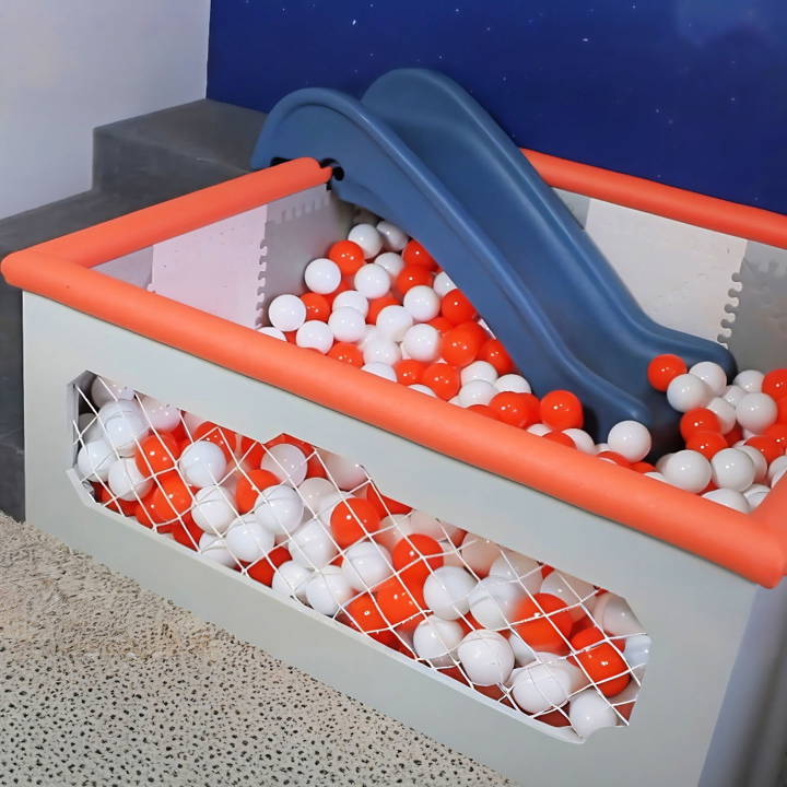 how to build a ball pit with a slide and stairs