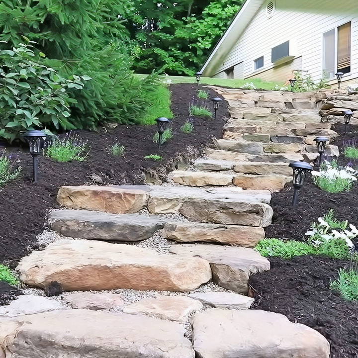 how to build stone steps on a slope