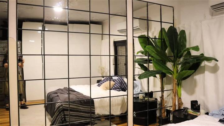 how to diy mirror wall