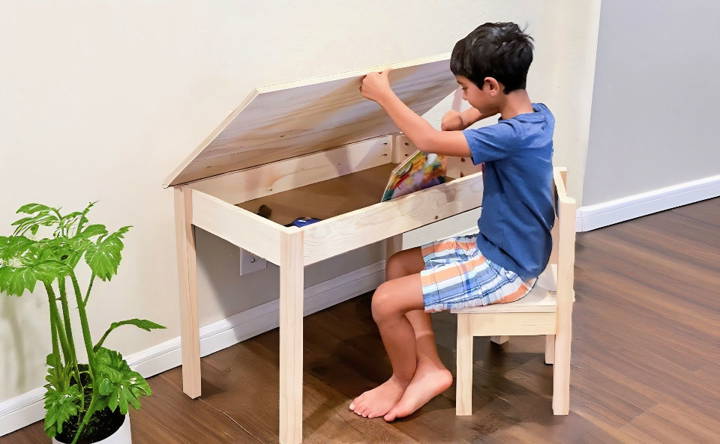 how to make a kids desk with storage