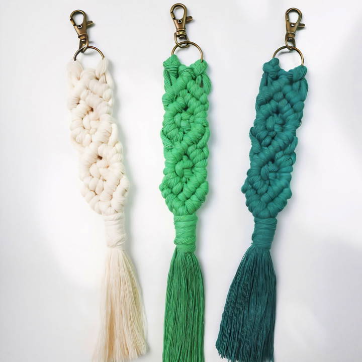 how to make a macrame diamond keychain