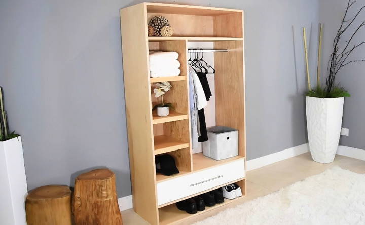 modern diy wardrobe with a drawer