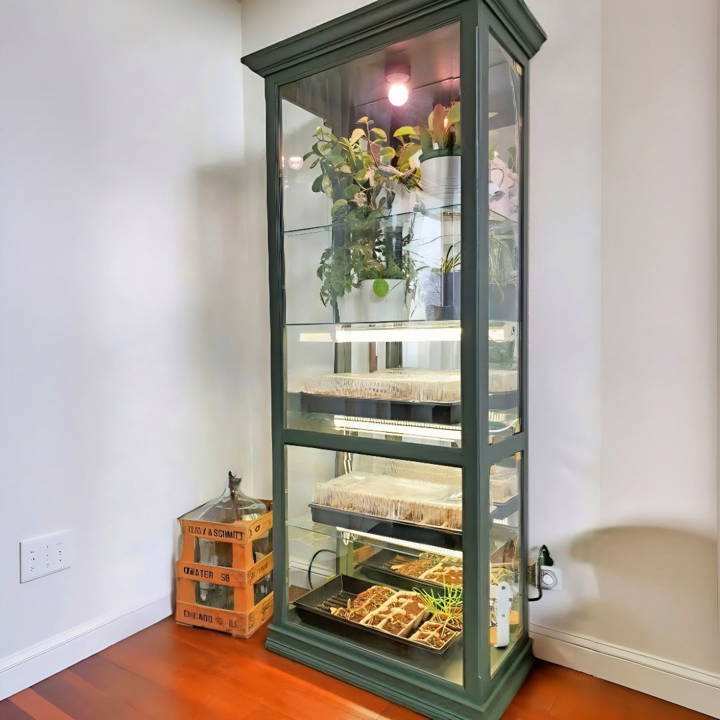 turn an old cabinet into an indoor greenhouse