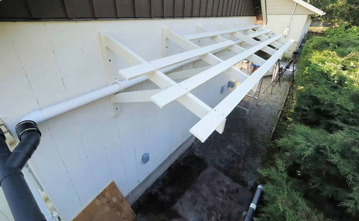 building a wooden awning frame