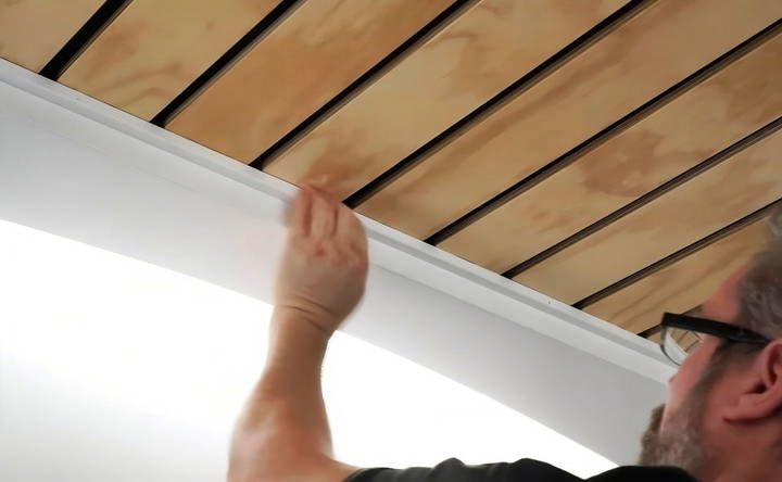 building a wooden slat ceiling