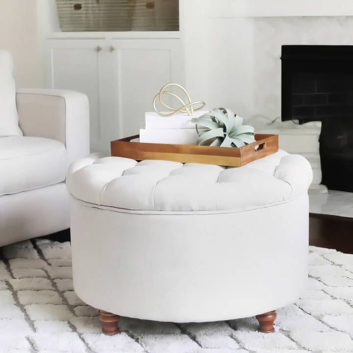 diy no sew round tufted storage ottoman