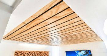 easy way to make a wood slat ceiling