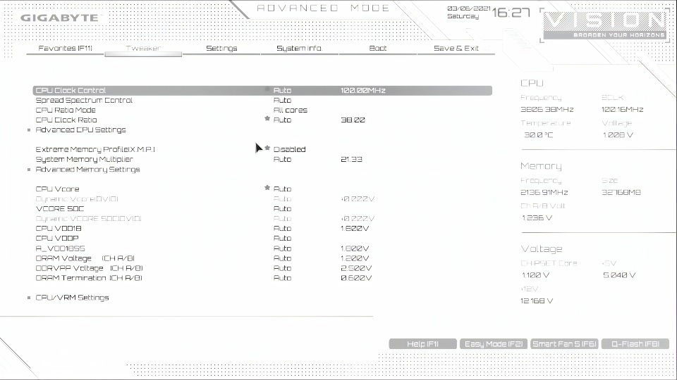 enable xmp and configure bios settings