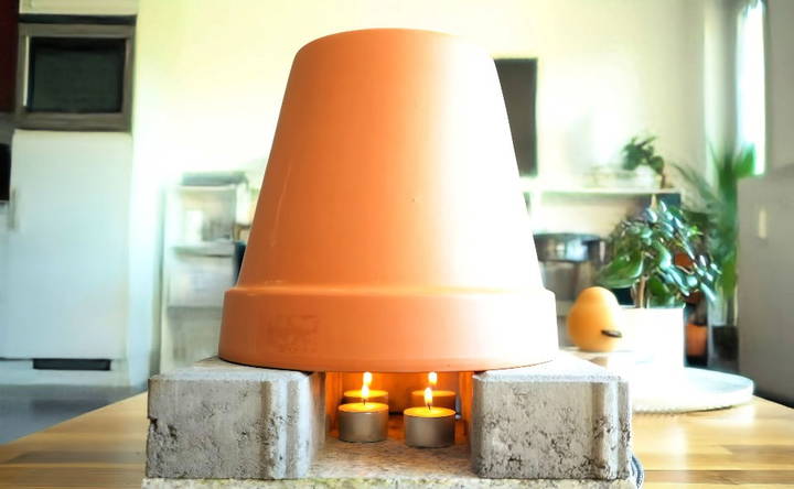 handmade clay pot heater