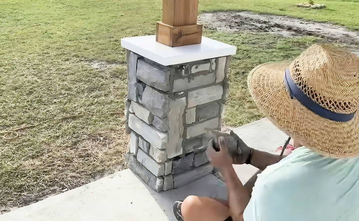 handmade stone column wrap