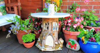 handmade tree stump fairy house