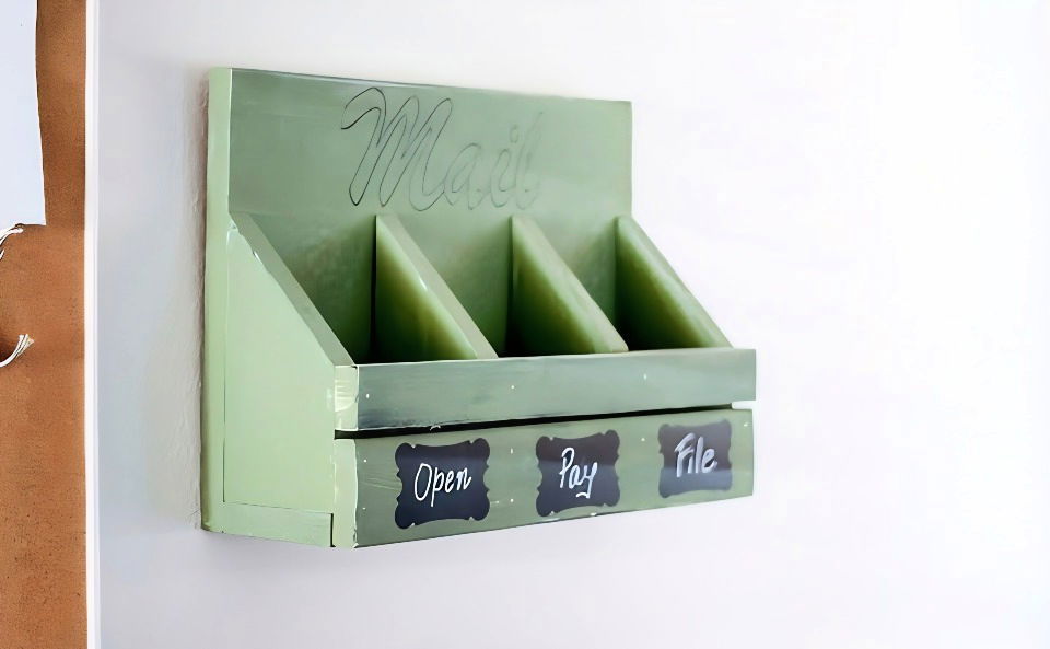 handmade wooden mail organizer