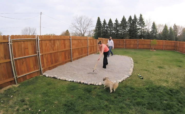 homemade pea gravel patio