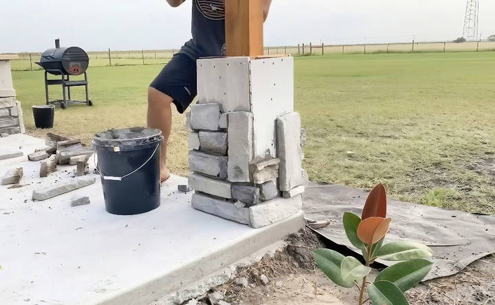 homemade stone column wrap