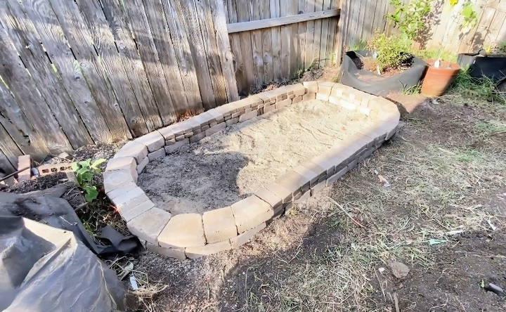 homemade stone raised garden bed