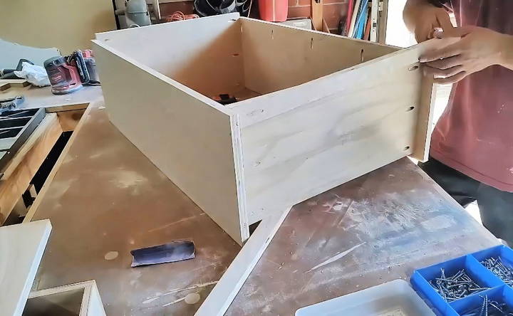 homemade tilt out trash cabinet