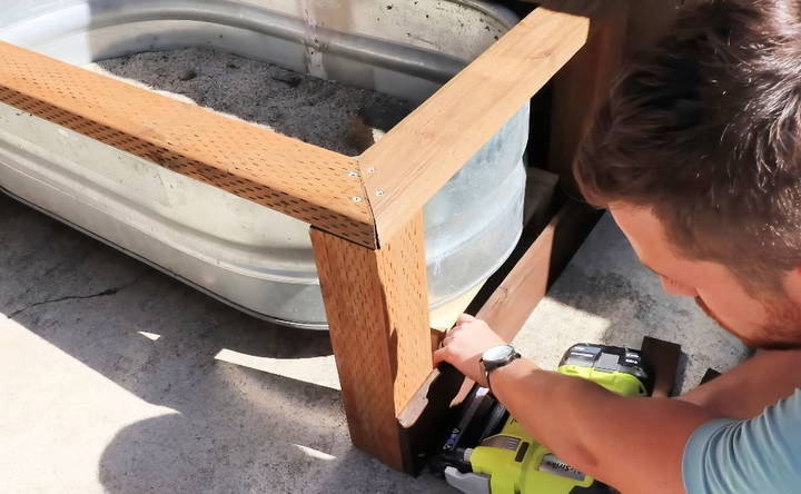 homemade wooden patio pond