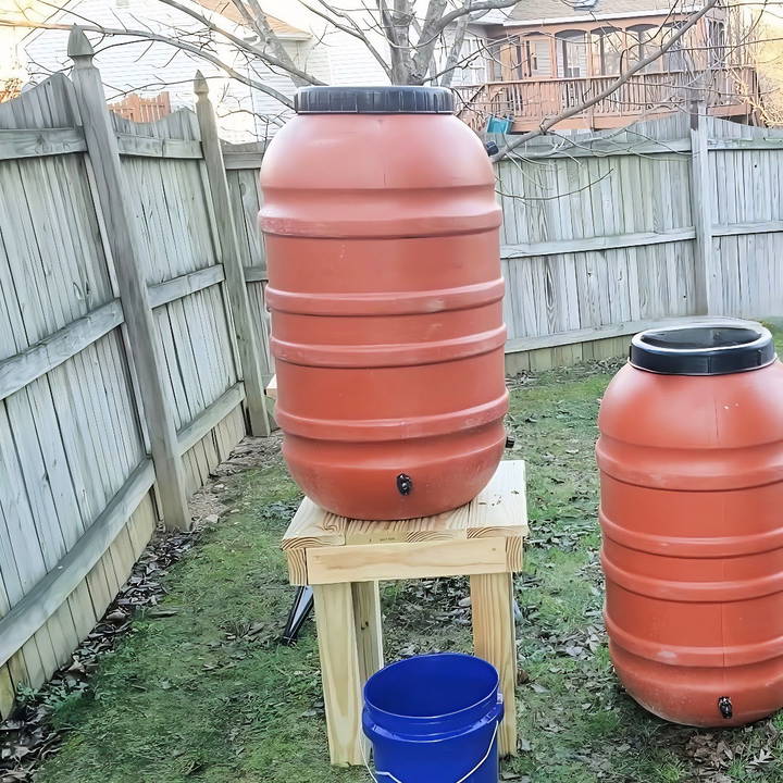 how to build a rain barrel stand