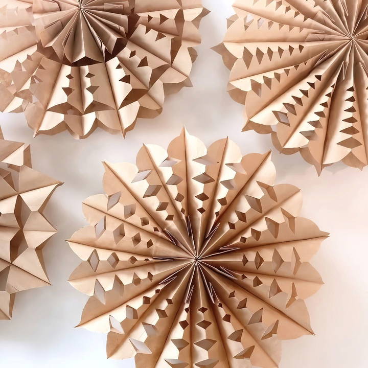 how to make paper bag snowflakes