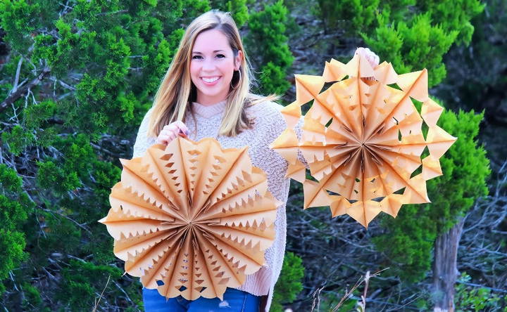 make your own paper bag snowflakes